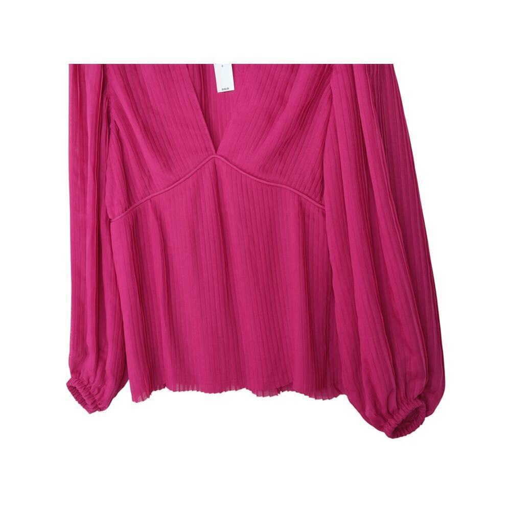 New Banana Republic Women’s Hot Pink Pleated Blouse Top Long Sleeve Size S $150 - Picture 4 of 12